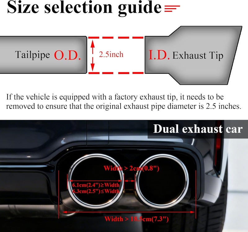 FAIZJUNBEN Carbon Fiber Exhaust Tip Muffler, 2.5" Inlet 3.5" Outlet Tail Pipe for 61-63mm Car Exhaust Pipe - Image 4